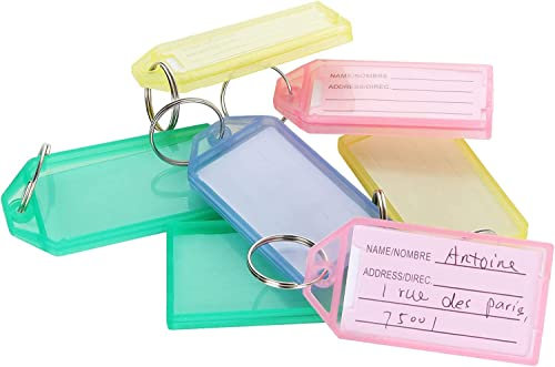 ASelected 80 Stück Schlüsselanhänger Beschriftbar Bunt Plastik Schlüsselschilder Zum Beschriften Schlüssel Beschriftung Anhänger ür Koffer, Taschen, Haustiere