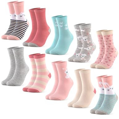 Occulto Calzini Colorati Bambino e Bambina Pacco da 10 (modello: Fantasia) Miscela Rosa 31-34