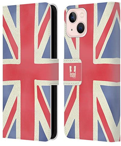 Head Case Designs Union Jack London Best Leather Book Wallet Case Cover Compatible With Apple iPhone 13