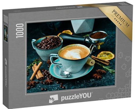 puzzleYOU: Puzzle 1000 Teile „Cappuccino-Kaffee mit Milch in Einer Tasse“ – aus der Puzzle-Kollektion Getränke