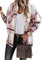 EFOFEI Damen Karo Muster Overshirt mit Plaid Button-down Freizeit Blusenshirt Hemdjacke Holzfällerjacke Elegant Kariert Revers Outwear Rosa XL