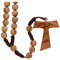 Holyart Zehn Rosenkranz Olivenholz Tau - Halskette - Unisex - Braun - Perlen - Klassisch - 590 Perlen - 25 cm - Weiß - Holz - Kugelform - Band - Taufe - Alle