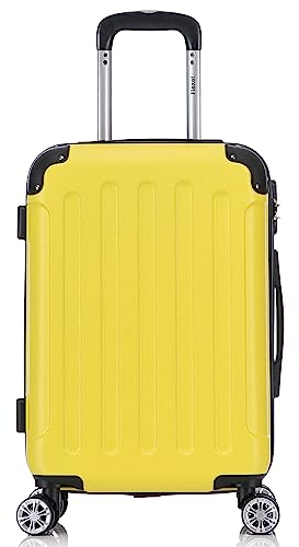 Flexot® Flex-2045 Handgepäck Kabinentrolley Koffer (16 Farben zur Auswahl) Zwillingsrollen Reisekoffer Bordcase Koffer Trolley Hartschale (M, Hell-Gelb)