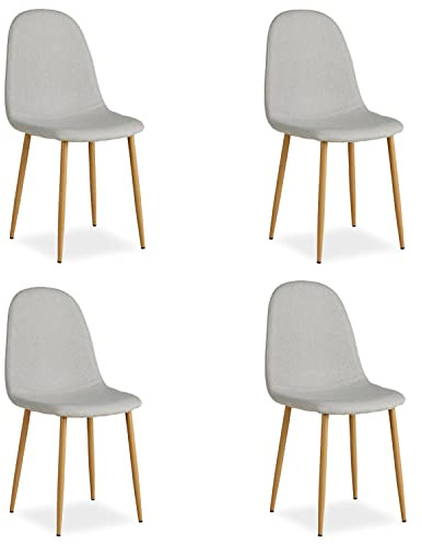 Homestyle4u 2337, Esszimmerstühle 4er Set Stühle Grau Hell 4 Stück Wohnzimmer Esszimmer Küchenstuhl Polstersessel Polsterstuhl