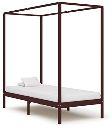 möbelando Himmelbett 299785 aus Kiefer in Dunkelbraun. Abmessungen (LxBxH) 204x94x200 cm