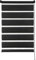 GARDINIA Doppelrollo zum Klemmen oder Kleben, Duo-Rollo ohne Bohren, Seitenzugrollo, Transparente und blickdichte Streifen, Schwarz, 75 x 150 cm
