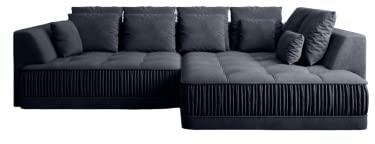 Ecke Sofa mit elektrischer Sitztiefenverstellung - weiche Rückenlehnenpolsterung - solides und strapazierfähiges - mit Wellfederung + hochelastischem Schaumstoff Typ HR (Letto 79 Rechte Seite)