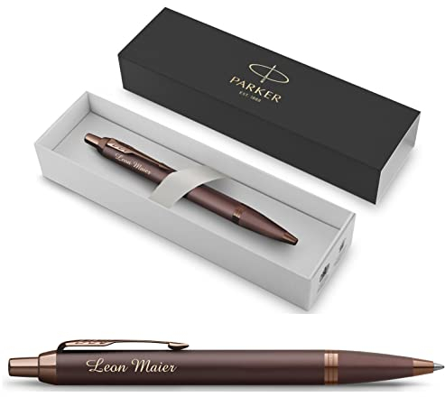 Parker IM Monochrome Kugelschreiber mit Gravur | Premium Stift | Geschenkbox | blaue Tinte | personalisiertes Geschenk | Namen | graviert | Kuli | Geburtstag | Geschenkidee (Burgundy)