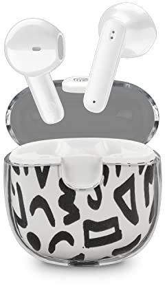 Music Sound | DRIP - Auricolare Bluetooth a capsula - Custodia Trasparente con Design Fantasie alla Moda - Playtime 19H - Comandi posti sugli auricolari - Fantasie Simboli