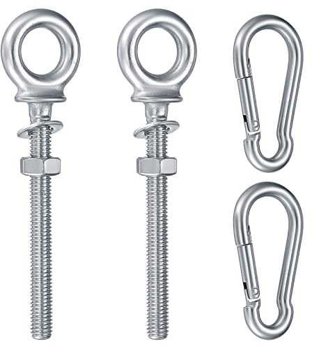 Ganci a Vite con Moschettoni, M8 x 80 mm, Viti ad Occhiello con Filettatura Metrica, 2 pezzi di Viti ad Anello, Ganci ad Anello, 2 pezzi di Ganci Moschettoni in Acciaio Inox