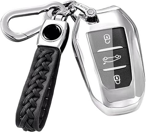 Z.MYUKI 【5 Farben】 Grandland Schlüsselhülle mit Schlüsselanhänger für Opel Grandland X 2017-2026 Zubehör Original (Silber)