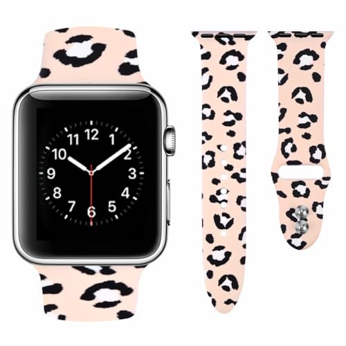 Vozehui Cinturino di ricambio compatibile con Apple Watch da 38 mm, 40 mm, 41 mm, unisex, in morbido silicone, motivo floreale leopardato, compatibile con iWatch serie SE 8, 7, 6, 5, 4, 3, 2, 1,