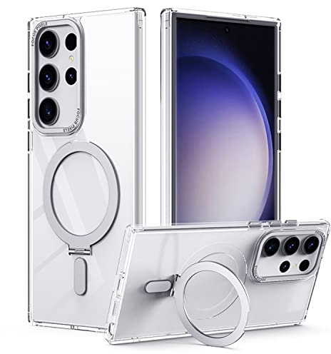 TECHGEAR Galaxy S24 Ultra Stand Case [Fusion Armour Ring] Hybrid Tough Rugged Protective Metal Kickstand Case, Wireless Charging Compatible Case for Samsung Galaxy S24 Ultra [Clear]