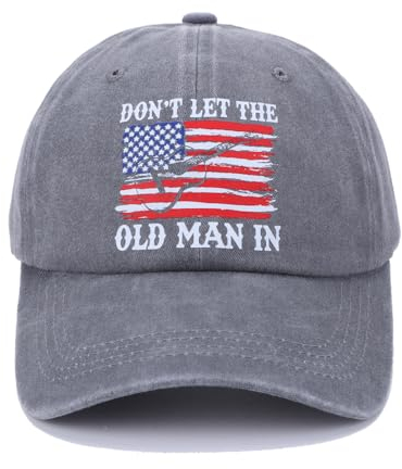 Old Man Cap Don't let The Old Man in Baseballmützen, amerikanische Flagge, lustige Hüte für Männer und Frauen, Hellgrau