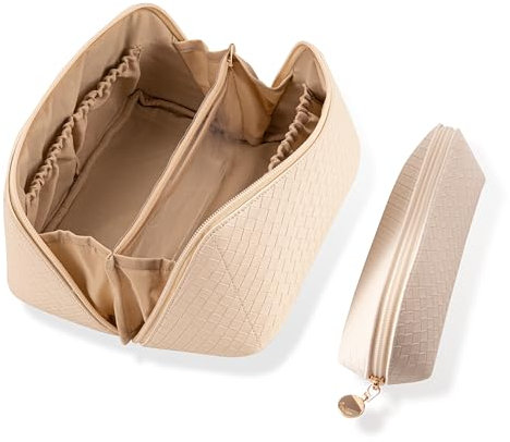 Abiudeng Make Up Organizer Make up Tasche Makeup Bag Kosmetiktasche Kosmetiktasche Groß Make Up Organizer Kosmetiktasche Reise-Weiß