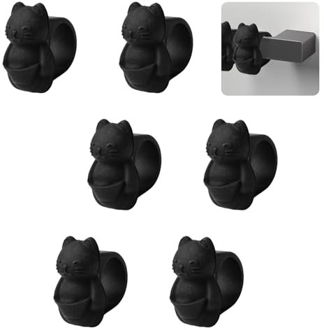 UFURMATE Anti-Collision Door Stopper, 6PCS Black Cat Shape Door Handle Stopper Soft Silicone Door Bumper Wall Protector Silencer Door Stops Wall Protectors