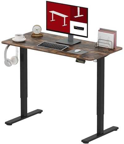 SANODESK Höhenverstellbarer Schreibtisch 120 x 60 cm Schreibtisch Höhenverstellbar Elektrisch Ergonomischer Steh-Sitz Tisch Computertisch für Heimbüro Homeoffice(braun)