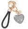 RIXERKOC Porte-clés auto pour femmes avec strass scintillant en forme de coeur, porte-clés mignons pour femmes, cadeau personnalisé pour Noël et anniversaire (Noir)