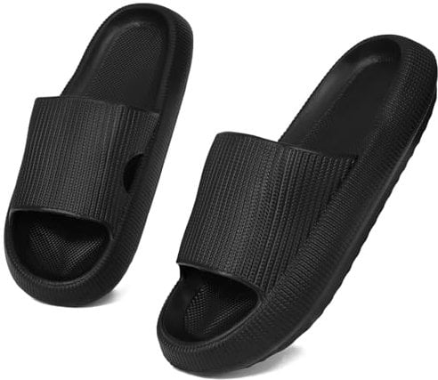Geweo Ciabatte Donna Uomo Estive Comode Ciabatte Nuvola da Casa EVA Super Morbide Ciabatte Piscina Antiscivolo Pantofole Doccia Asciugatura Rapida Sandali da Mare Slippers Unisex Nero 40/41EU