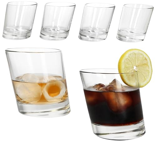 MamboCat 6er Set Pisa Whisky-Gläser I 250ml I 6 Personen I breiter Tumbler mit schwerem Boden für Scotch, Bourbon & Co. I Double Old Fashion Gläser