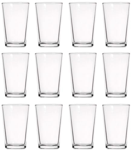 Tradineur - Pack de 12 Vasos modelo Caña - Capacidad de 9 cl (3,16 oz) - Fabricado en Vidrio - Apto para lavavajillas y microondas - Ø 5 x 8 cm