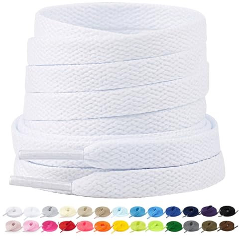 Stepace 2 Pares - Cordones Planos para Zapatos, 8mm de Ancho, Cordones Premium de Reemplazo para Zapatillas, Atletismo, Zapatos Casuales Blanca Nieves 160