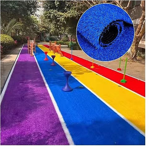 Tapis de gazon synthétique bleu de taille personnalisée pour terrains de jeux extérieurs 60 x 100 cm