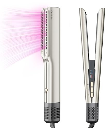 IG INGLAM Air - Plancha de cabello húmedo, 200 m iónica para cabello medio largo (14 a 30 pulgadas), alisadora y secadora 2 en 1, secado rápido y alisado del cabello en un solo paso, color plateado