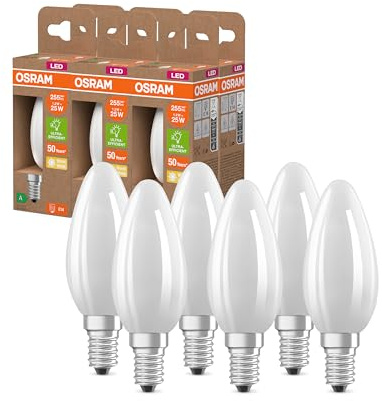 Osram LED-Lampe in klassischer Edisonform, mit dekorativem LED-Filament, Energieeffizienzklasse A, E27, 2.2 W, 470 lm, 2700 K, warmweiß. Ohne Aufwärmen, sofort 100% Licht. 6-Pack