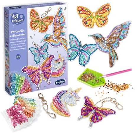 Sentosphère 3932480 Strassstein-Schlüsselanhänger, DIY Schlüssel-Anhänger, Diamant-Malerei, Bastelset für Erwachsene und Kinder ab 8 Jahren