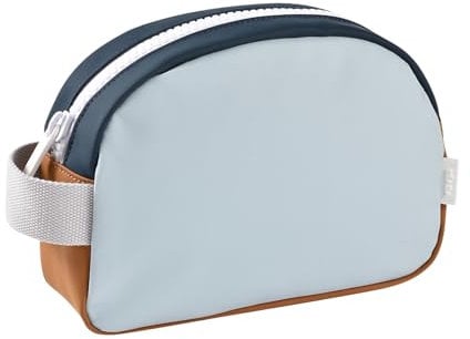 BÉABA, Trousse de toilette Bébé/Enfant, Waterproof, Grande Contenance 2,5L, Ouverture Large Zippée, Etiquette Nom, Effet Gomme, Faro, Night Blue