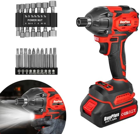 Brushless Impact Drill Driver 300N.m High Torque Impact Wrench 2 in 1, 1/2 Inch Impact Driver with LED Work Light, Reverse and Forward Function, 2200RPM Speed, with 1500mAh Battery