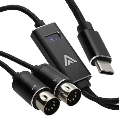 kenable Cable adaptador de interfaz USB tipo C a MIDI, cable MIDI de entrada y salida Win11/OSX (USB-C)