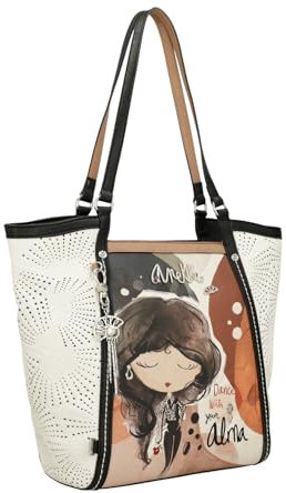 Anekke Große Shopping-Tasche, geräumiger Innenraum | Gesäßtaschen und bequeme Griffe – Maße: 38 x 28 x 13 cm – Zubehör und Accessoires für Damen, Mehrfarbig