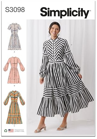 SIMPLICITY Sewing Pattern SS3098U5 Misses' Dress with Sleeve and Length Variations U5 (16-18-20-22-24)