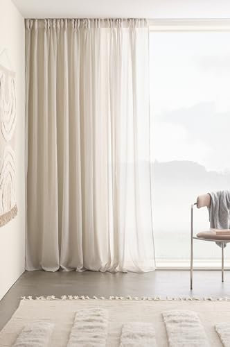 Jotex Multifunktionsgardine Layer Extrabreite Vorhang 275 cm Polyester-Baumwoll -Mischung, Oeko-TEX® Standard 100 Zertifiziert, bessere Baumwolle - Hellgrau, 1 Stück 275 x 300 cm