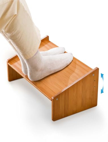 Repose-pieds en bois, repose-pieds réglable en hauteur pour bureau, repose-pieds ergonomique sous le bureau (marron)