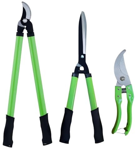 Set of 3 Shear Lopper Secateur, Garden Tree Shrub Clippers Sharp Pruning Blades, Tree Shrub Care Kit for Pruning with Soft Grip Handle, Garden Forestry Yard Patio Cutter Kit