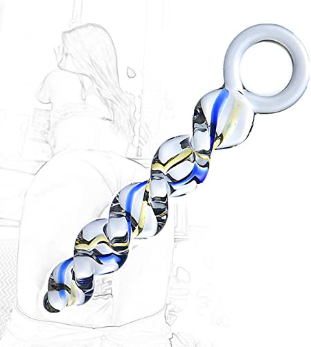 TRQOYTU Spiraldildo Aus Glas, Buttplug Aus Kristall Mit Zugring, Analspielzeug, Glasdildo Mit Gewindeform, G-Punkt-Stimulator, Prostatamassagegerät, Masturbation, Erotisches Sexspielzeug Für Frauen