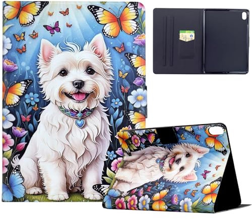 Mldjomid Funda para Xiaomi Redmi Pad 2 11 2025 Carcasa Cuero PU Tableta Cover Case Protectora con Ranura para Tarjetas y Soporte Función para Xiaomi Redmi Pad 2 11 2025, Perrito Blanco