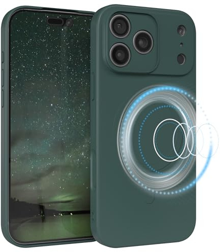 EAZY CASE - Silikonhülle magnetisch für iPhone 17 Pro Max Hülle Silikon Grün weich stoßfeste Magnet Handyhülle Schutzhülle mit Kameraschutz Dünn Schutz Cover TPU Bumper in Piniengrün