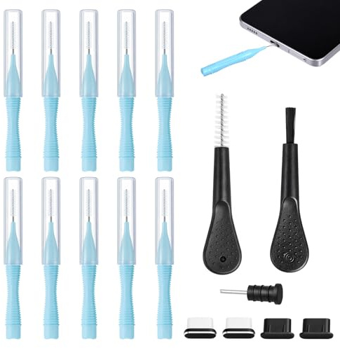 Set di 16 spazzole per la pulizia della presa di ricarica USB C, per telefoni e altoparlanti, senza intasamento, per tastiera 17 Pro Max