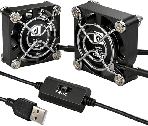 upHere 2 en 1 Mini Ventilateur USB 40mm avec 3 Vitesse Réglable, 5V Computer USB Cooling Fan pour Ordinateur Portable, Box TV, Boîtier, PS4/PS5 et Routeur