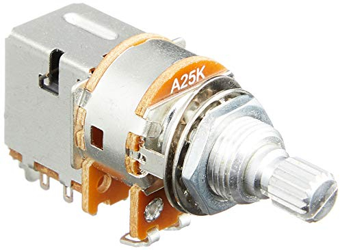 Allparts EP-0225-000 Push/Pull Potentiometer (Poti 25K, Riffelachse, logarythmisch)