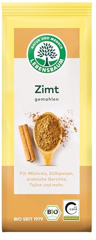 Lebensbaum Zimt, Bio-Gewürz aus Ceylon-Zimt und Cassia-Zimt, zum Würzen von Süssspeisen und arabischen Gerichten, aromatisch-süß, gemahlen, 50 g