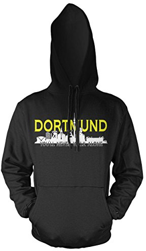 Uglyshirt89 Dortmund Skyline Kapuzenpullover | Fussball | Schwarz | Pulli | Herrn | Liebe | Ruhrgebiet MännerTrikot Logo Borussia BVB (M)
