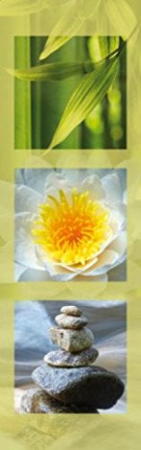 1art1 Motivation Tryptique Zen, Bambou, Fleur De Lotus Et Pierres en Équilibre, 1 Partie Poster Papier Peint 250x79 cm