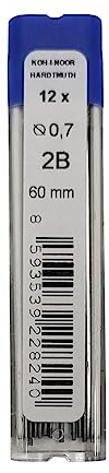 KOH-I-NOOR Fine Graphite Leads for 0.7mm Diameter 60mm 2B Mechanical Pencil