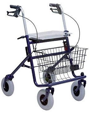 TERMIGEA Deambulatore Pieghevole 4 Ruote - Rollatore per Adulti/Elderly - Acciaio - Blu, Grigio