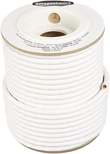 Amazon Basics Cable para altavoz, calibre 14, cobre libre de oxígeno al 99,9 %, 30,5 m, Blanco